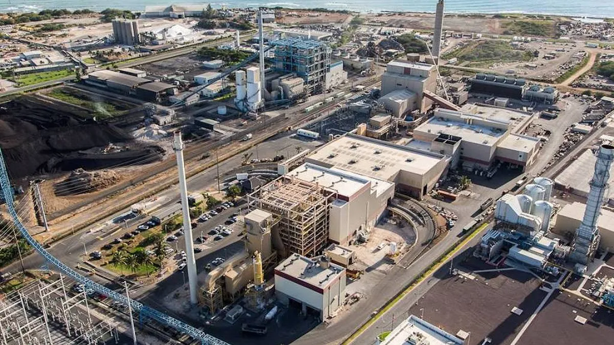 Aerial image of the H-POWER waste to energy incinerator in Honolulu, Hawaii