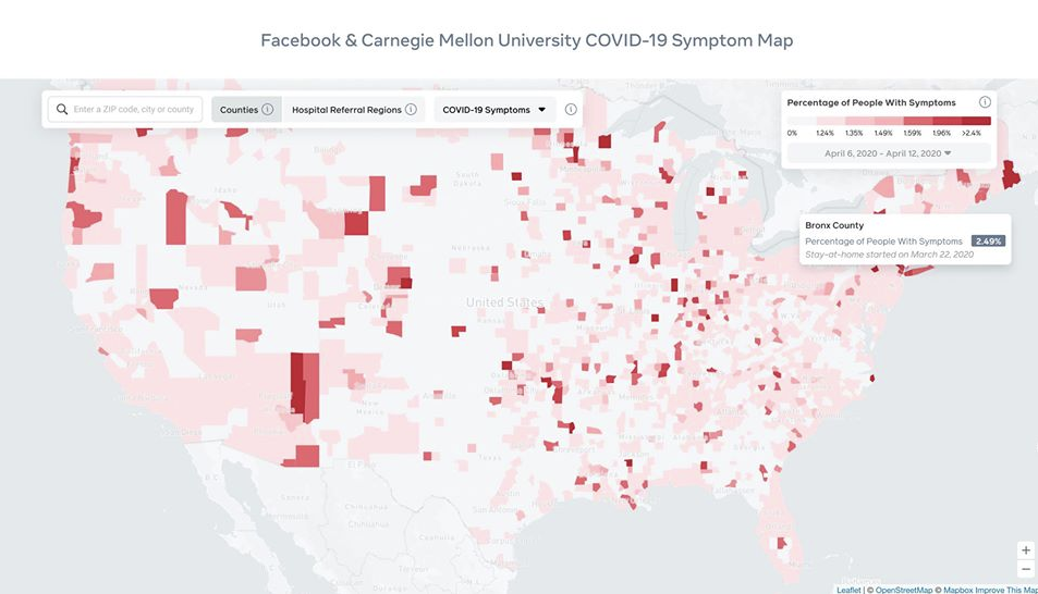 Facebook COVID-19 map