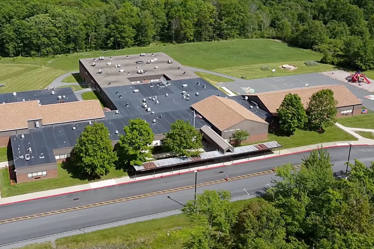 A birds-eye view of Shohola Elementary School in Delaware Valley Unified School District