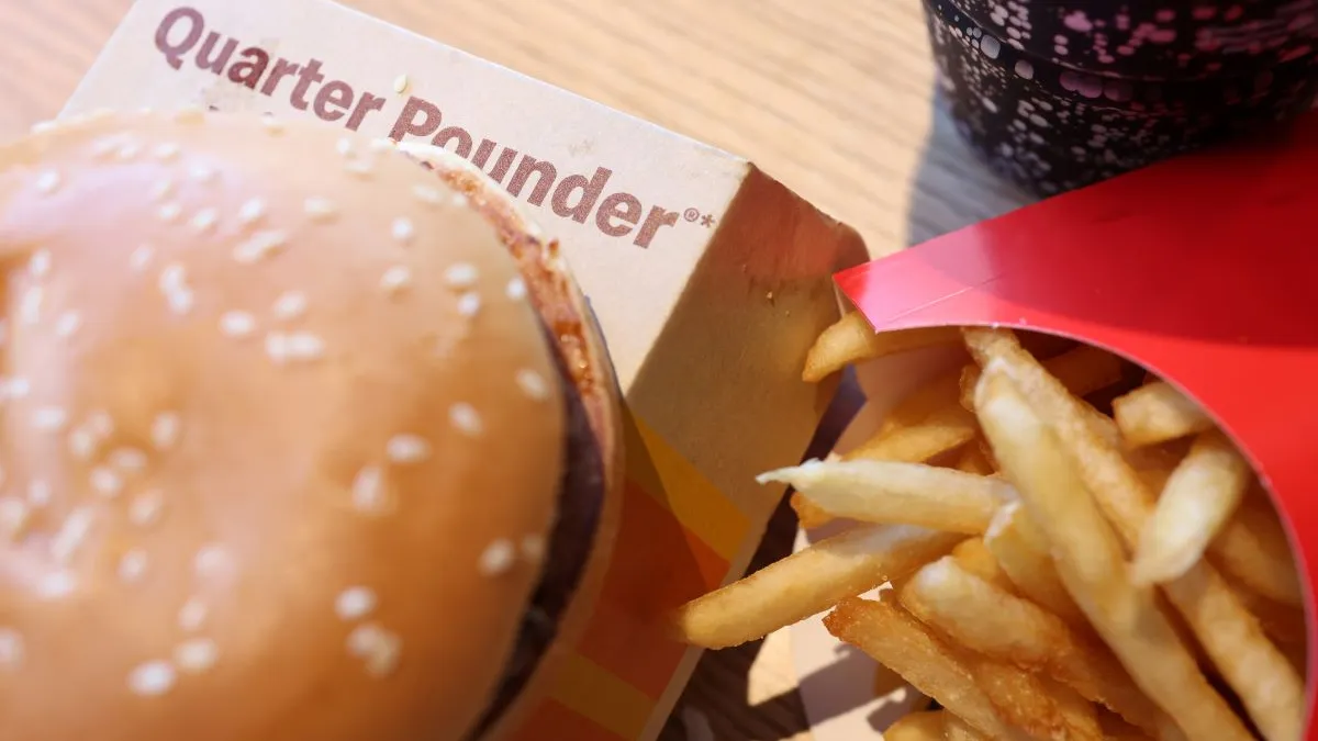 An image of a burger and french fries from McDonald's