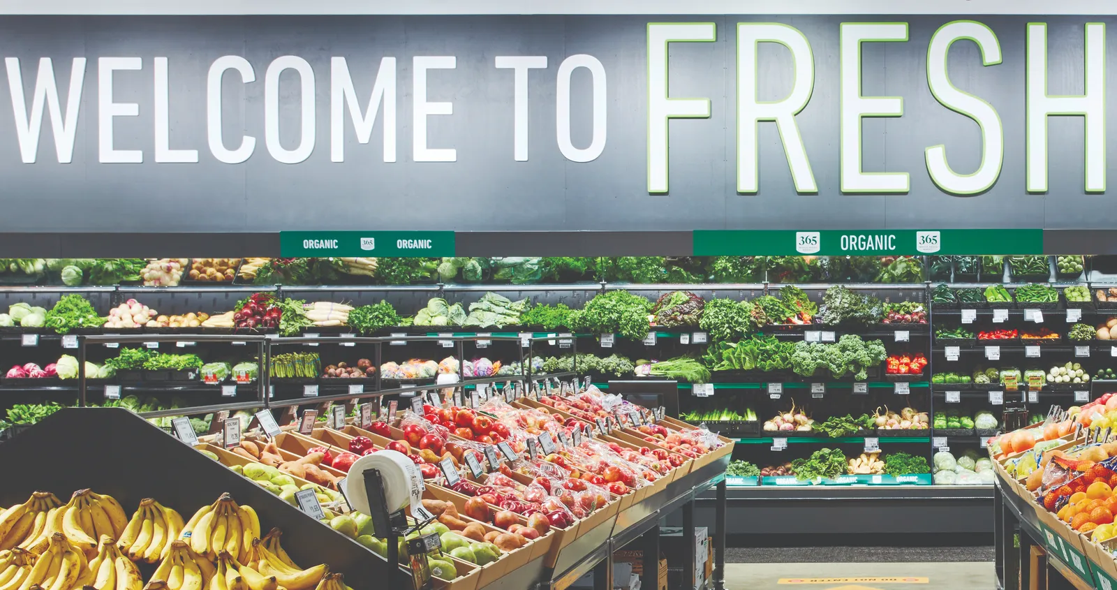 Produce section of Amazon Fresh store