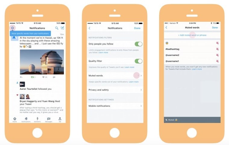 Twitter's keyword mute tool