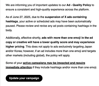 X ads emoji restrictions
