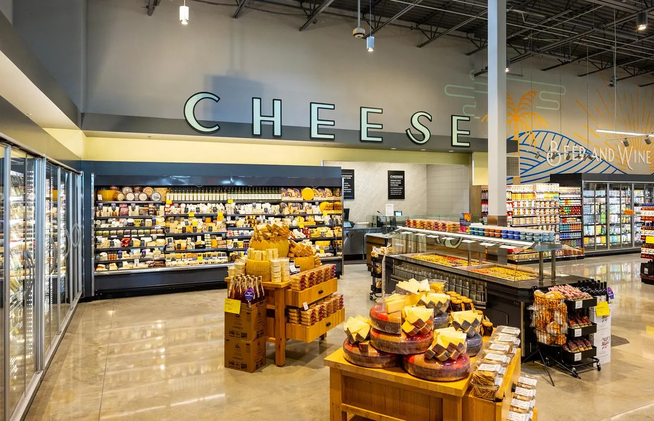 Cheese department in a grocery store.