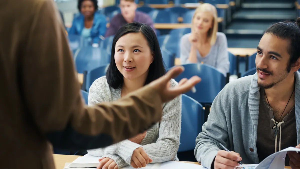 Students learning in a classroom