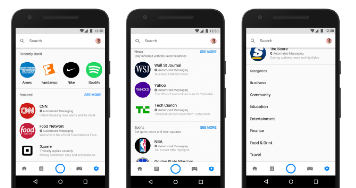 Messenger Discover tab