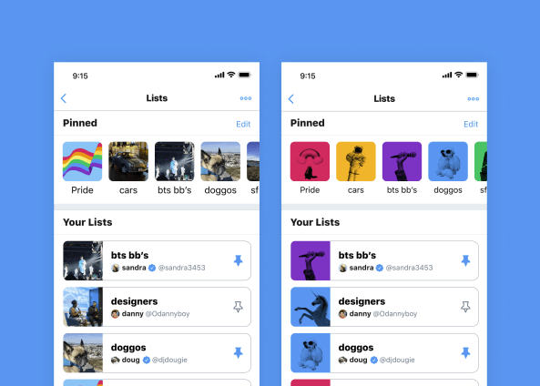 Twitter List header cards