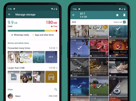 WhatsApp storage
