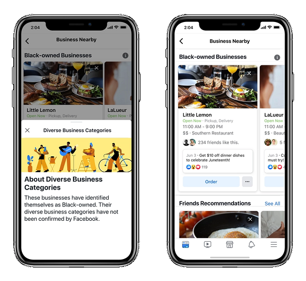 Facebook Black businesses listing