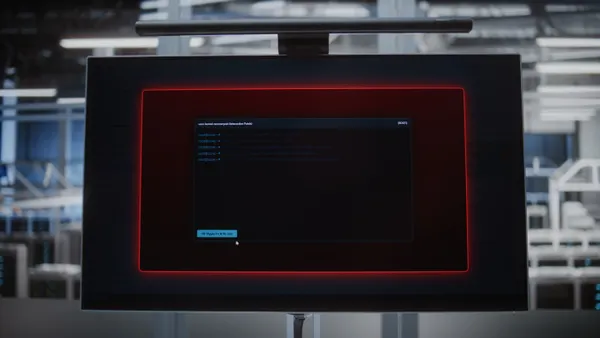 Server Monitoring Display Shows DDoS Attack Alert.