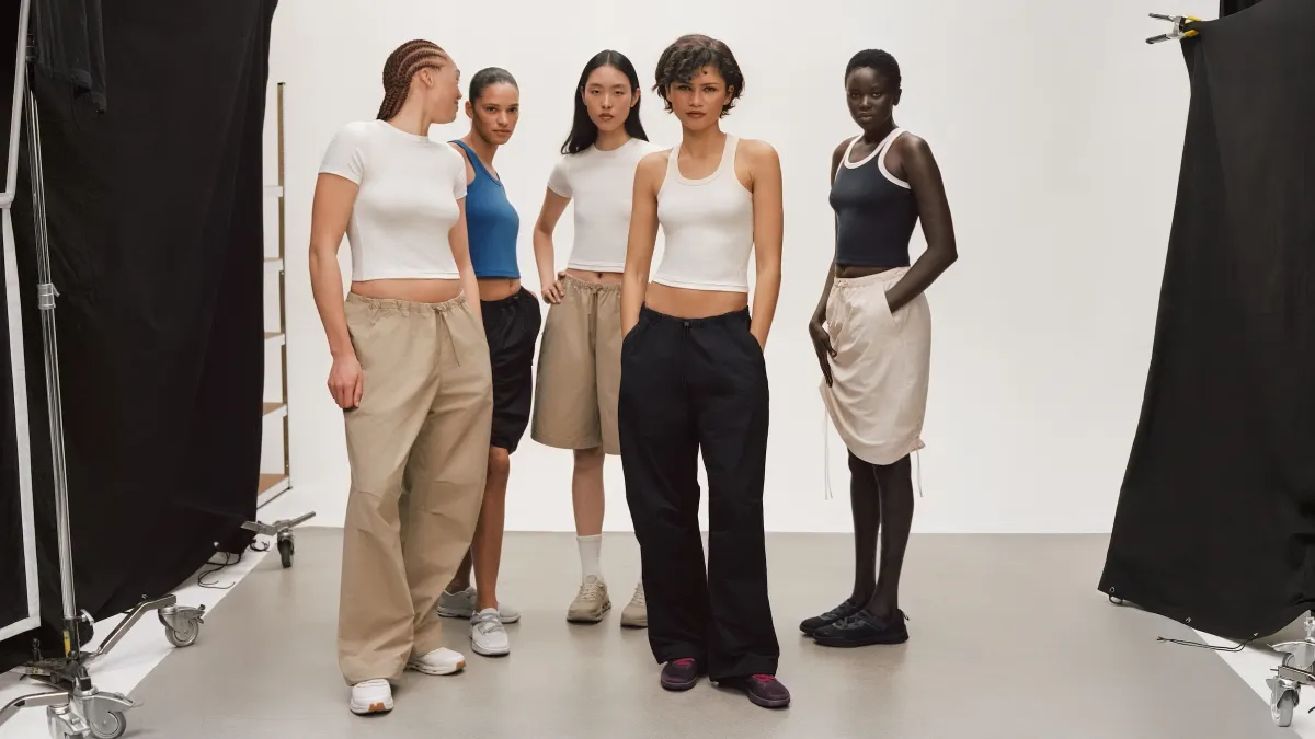 Zendaya among a group of models wearing items from her first co-created collection with On