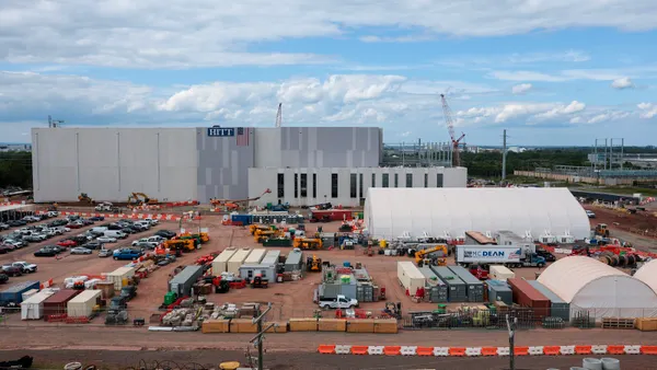 aerial view of construction on a new data center