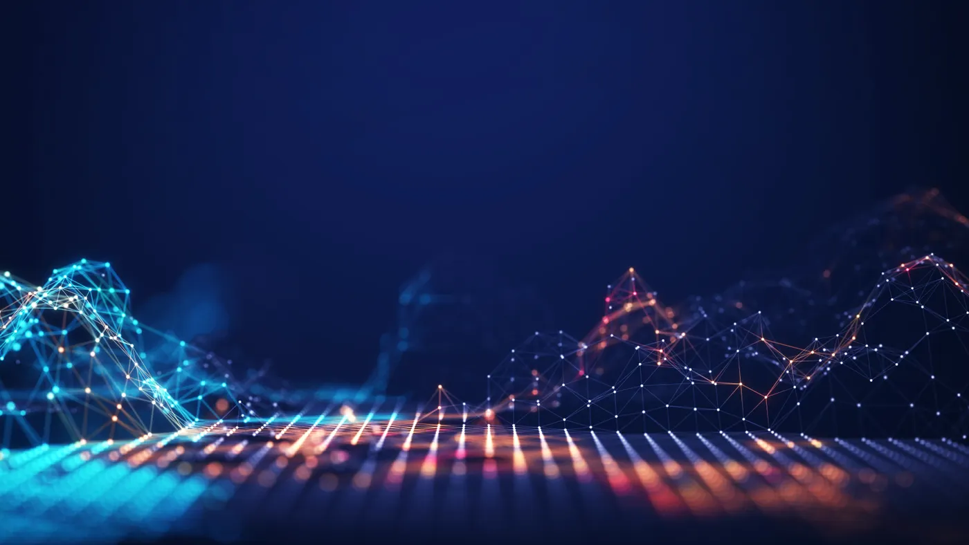 A concept of AI technology, motion of digital data flow.