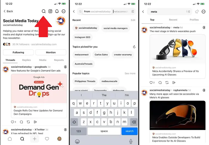 Threads profile search