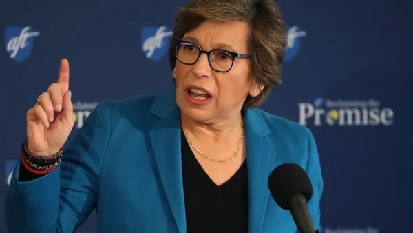 Randi Weingarten, President of American Federation of Teachers Union (AFT), speaks about President elect Donald Trump's Education Secretary nominee, Betsy DeVos, during a news conference at the Nation