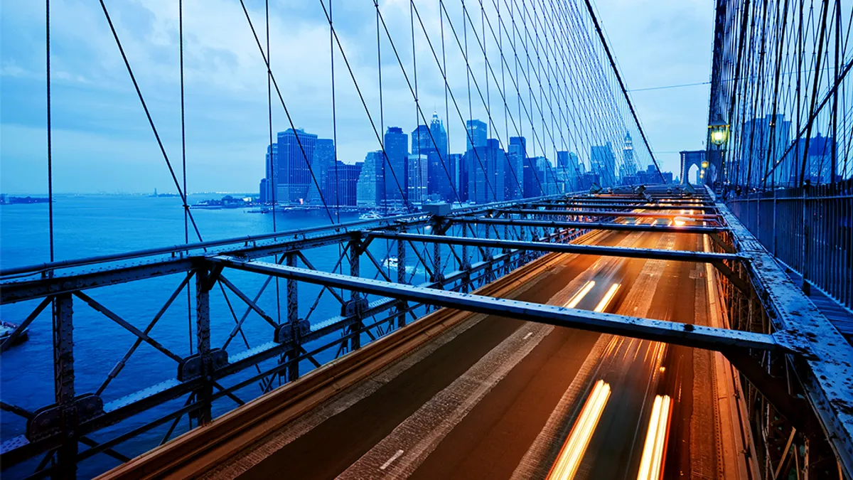 Aerial view of a bridge