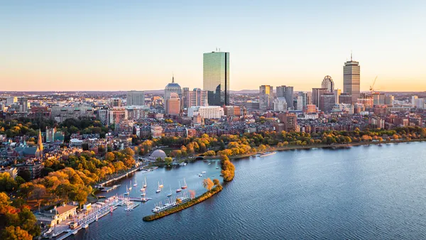 Boston, MA - Charles River Aerial Photography Downtown