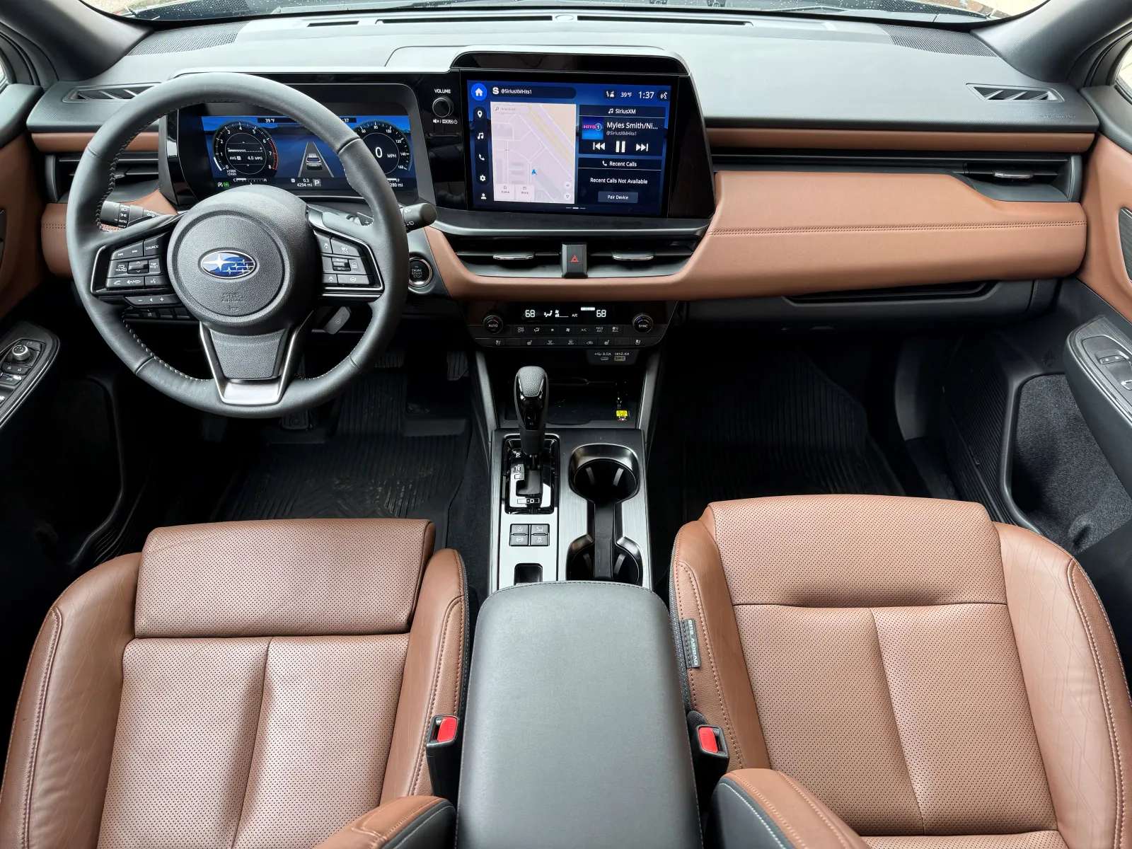 An overhead shot of the 2026 Subaru Outback Touring XT's interior.