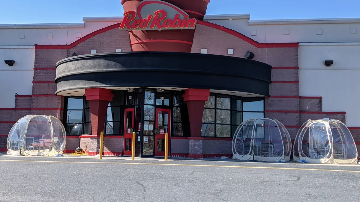 Red Robin in Pennsylvania with outdoor plastic igloos