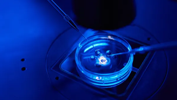Spermatozoon is injected into an ovum with help of microneedle and holding pipette underneath a microscope