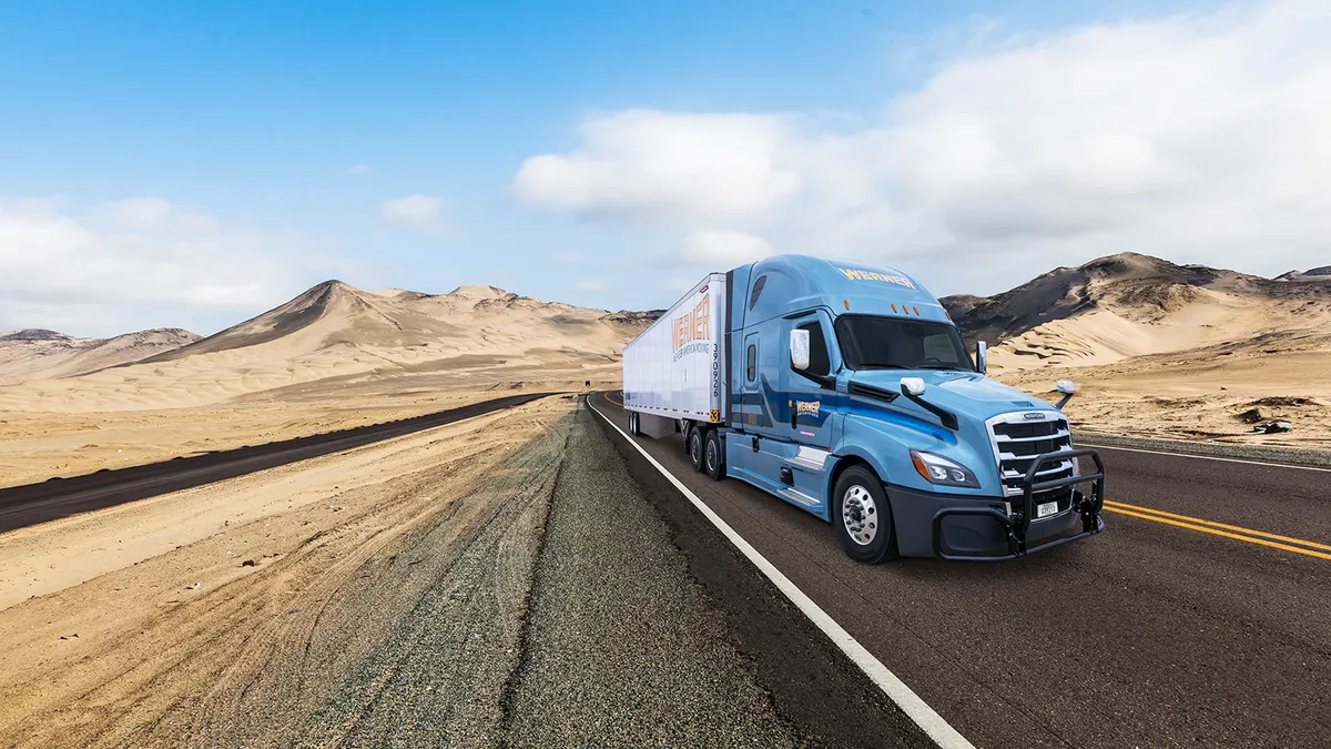 Shipping truck on highway
