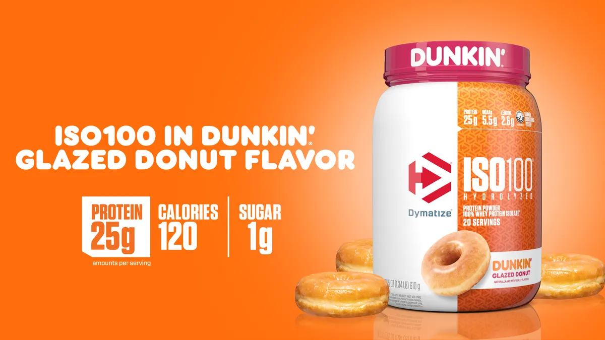 Bellring Brands’ Dymatize product offers new option to build muscle with its Dunkin' Glazed Donut flavor.