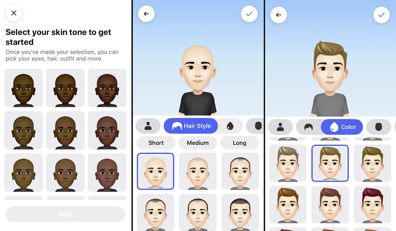 Facebook Avatar creation process - first stages