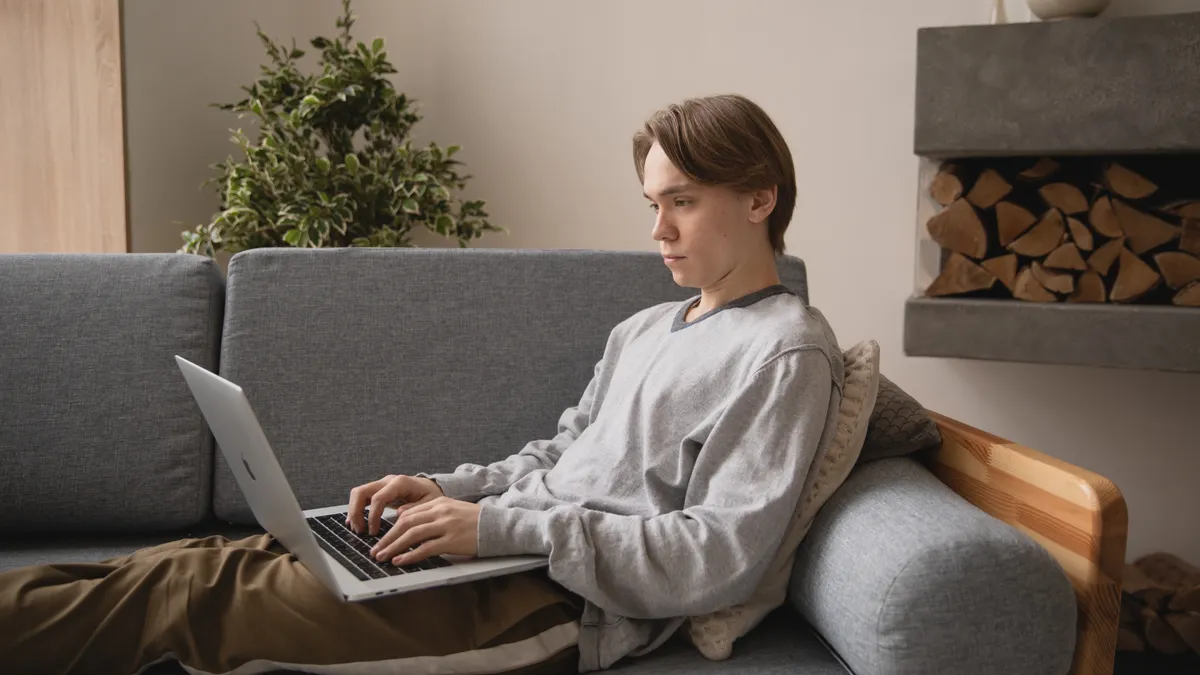 college student using a computer