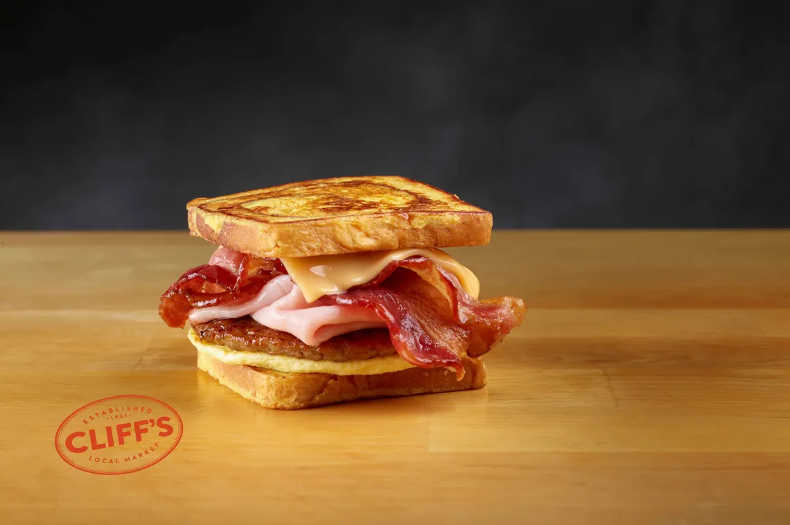 A photo of a breakfast sandwich from Cliff's.