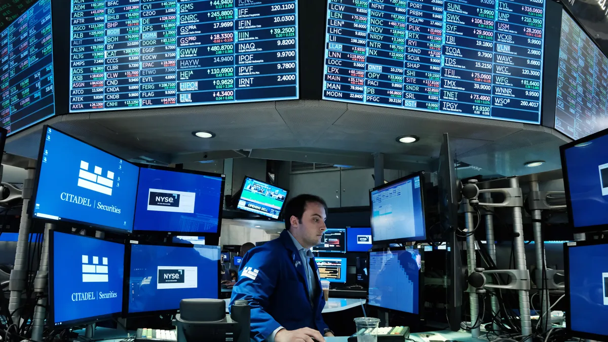 A trader on the floor of the New York Stock Exchange.