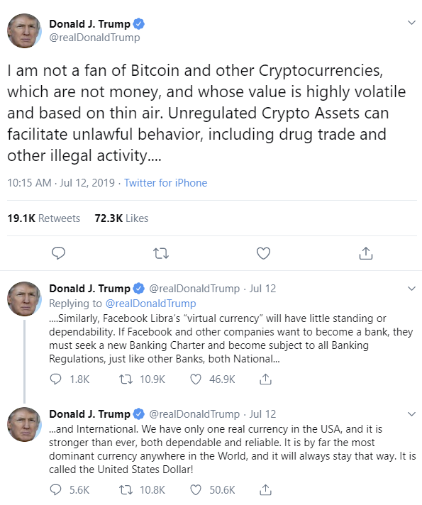 Trump's tweets on Facebook's Libra