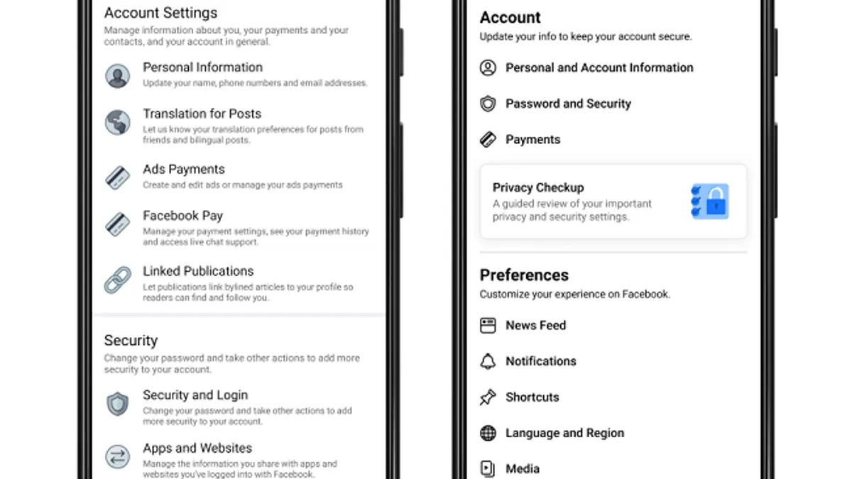 Facebook settings update