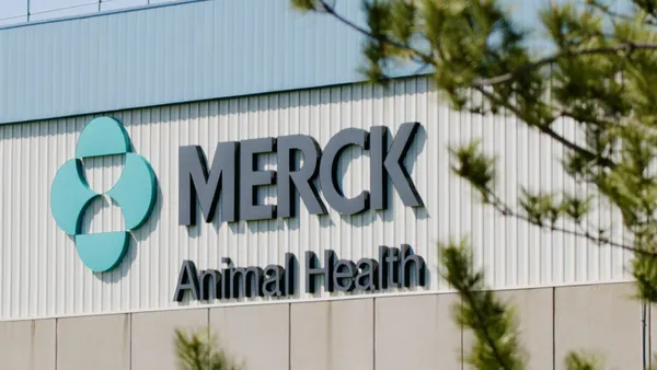 Merck Animal Health's logo on the outside of a facility