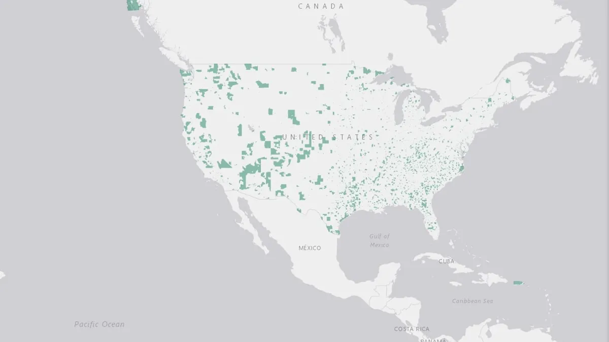 USDOT map of infrastructure near opportunity zones