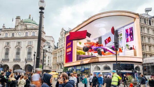 A Lenovo out-of-home campaign at Piccadilly Circus in London.