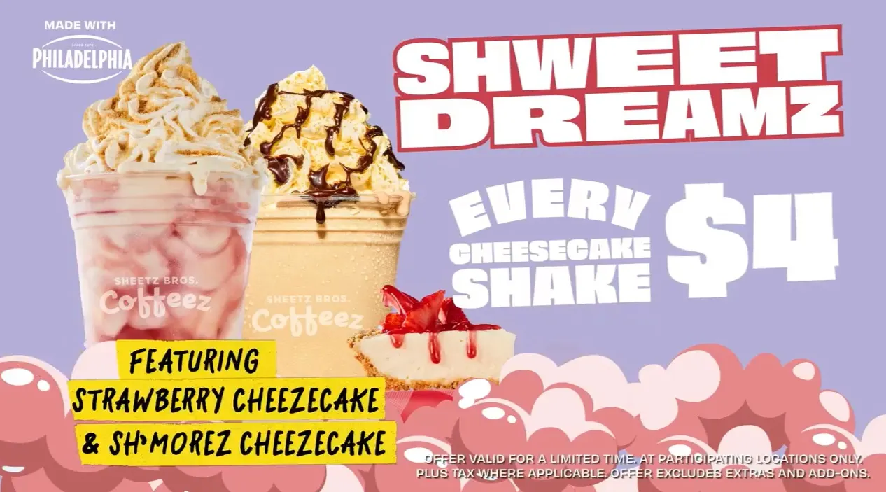 A photo showing a milkshake against an illustrated background.