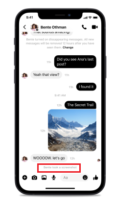 Messenger screenshot notification