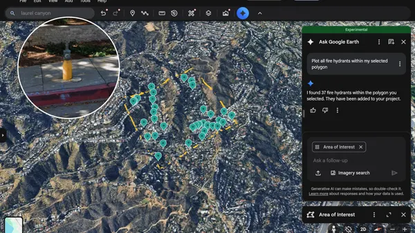 A digital map highlighting fire hydrant locations.