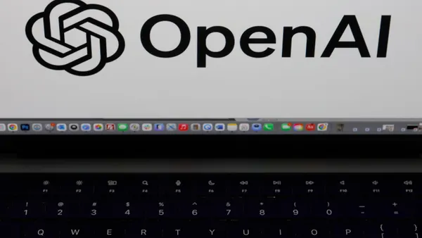 The OpenAI logo is displayed on a laptop screen on May 20, 2026.