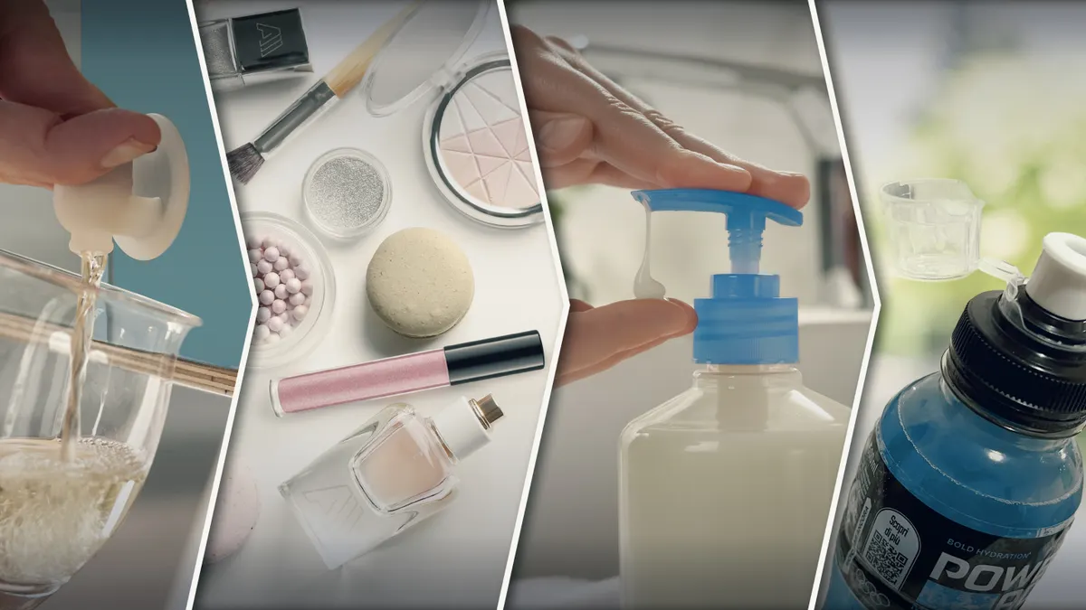 A lineup of four examples of TriMas packaging