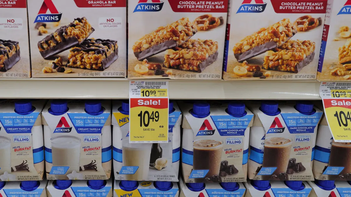 Atkins protein shakes and bars