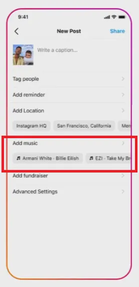 Instagram music features