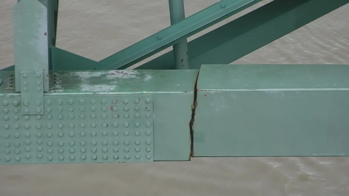 Cracked bridge on I-40 found May 2021 that led to the section of the highway being shut down.