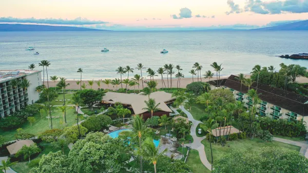 An aerial view of Outrigger Kāʻanapali Beach Resort.