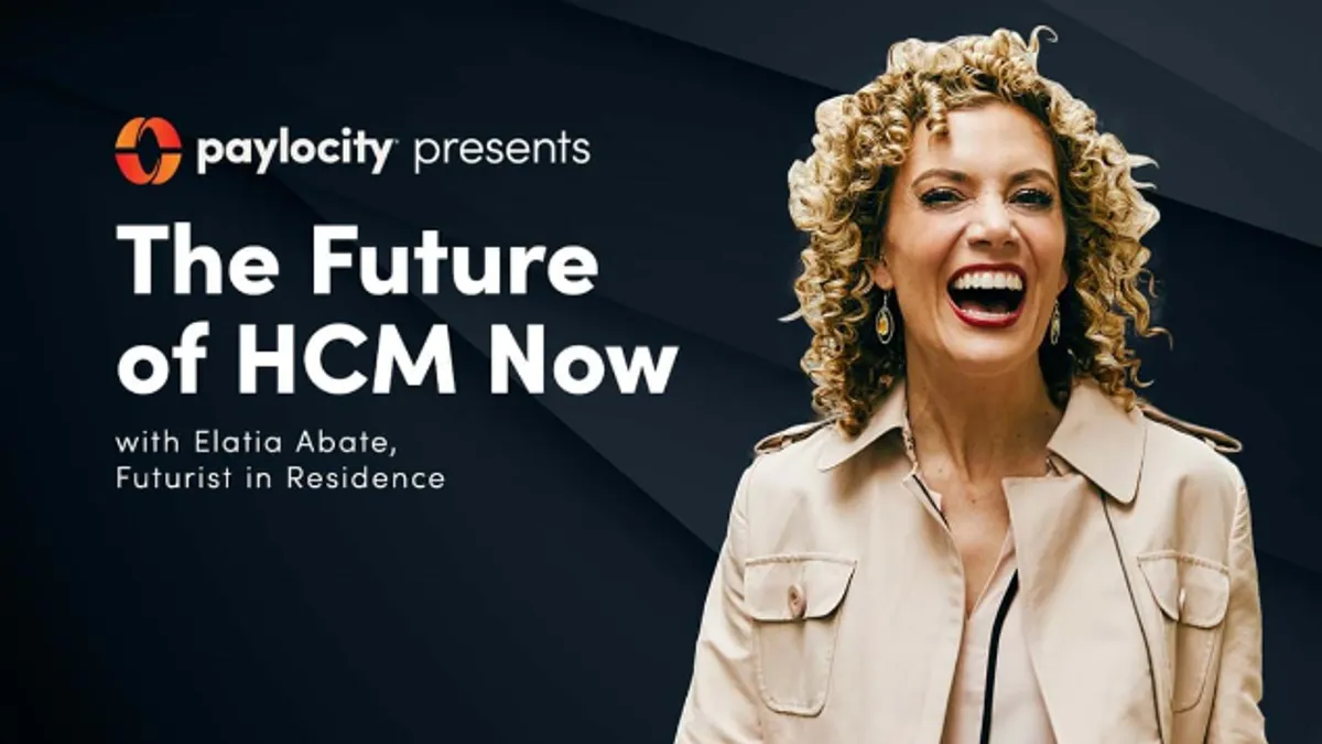 A picture of Elatia Abate promoting the Future of HCM webinar.