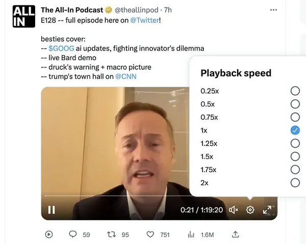 Twitter video playback speed