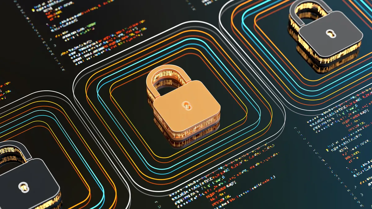 Digital background with three unopened keylocks