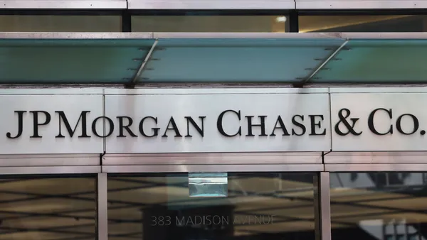 The JPMorgan Chase logo is seen at their headquarters building on May 26, 2023 in New York City.