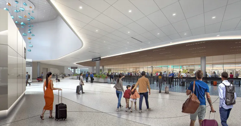 Rendering of the interior of Airside D at Tampa International Airport.