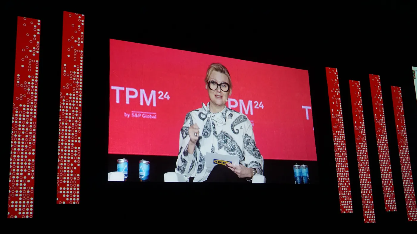 Ikea Global Sustainability Manager Elisabeth Munck af Rosenschöld speaks during a panel session about maritime decarbonization at TPM24 in Long Beach, California.